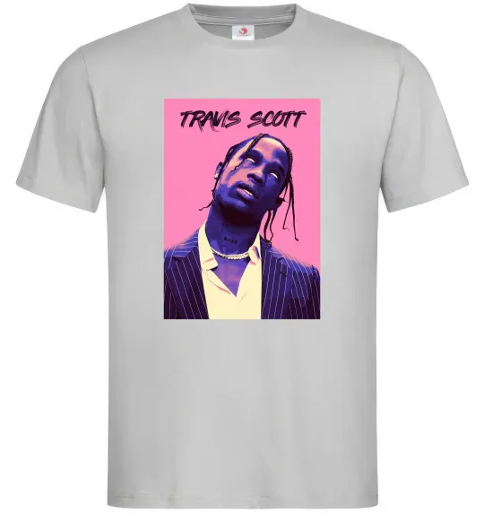 Мужская футболка Travis Scott pink Серый фото