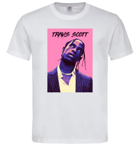 Мужская футболка Travis Scott pink Белый фото