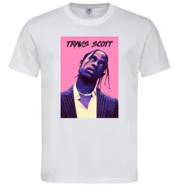 Мужская футболка Travis Scott pink Белый фото