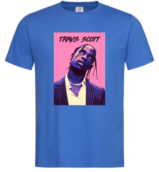 Мужская футболка Travis Scott pink Ярко-синий фото