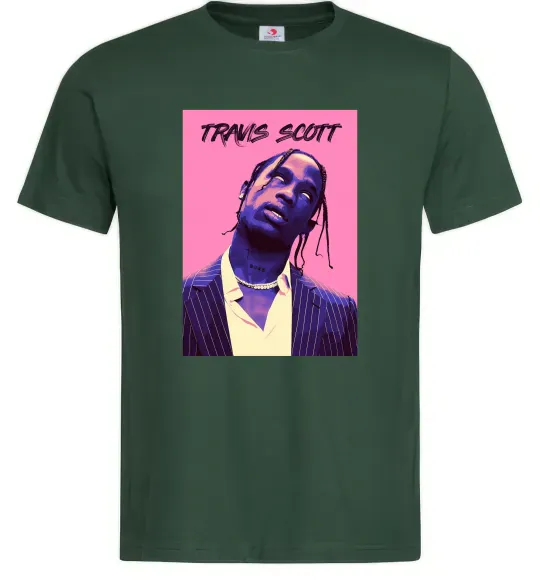 Мужская футболка Travis Scott pink Темно-зеленый фото