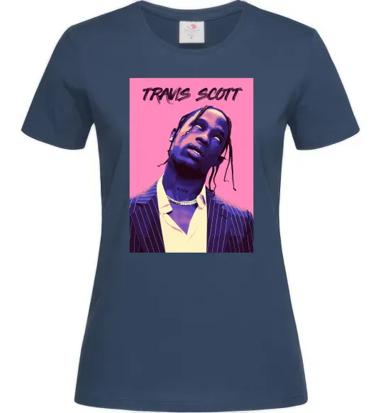 Жіноча футболка Travis Scott pink Темно-синій фото