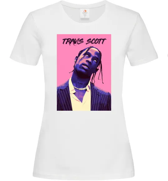 Жіноча футболка Travis Scott pink Білий фото