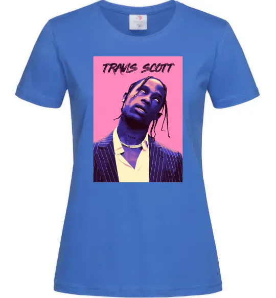 Жіноча футболка Travis Scott pink Яскраво-синій фото