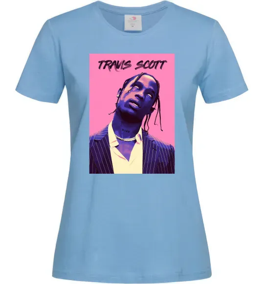 Жіноча футболка Travis Scott pink Блакитний фото