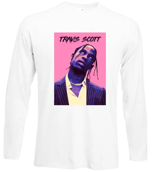 Лонгслив Travis Scott pink Белый фото