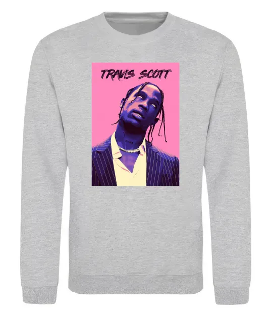 Свитшот Travis Scott pink Серый меланж фото