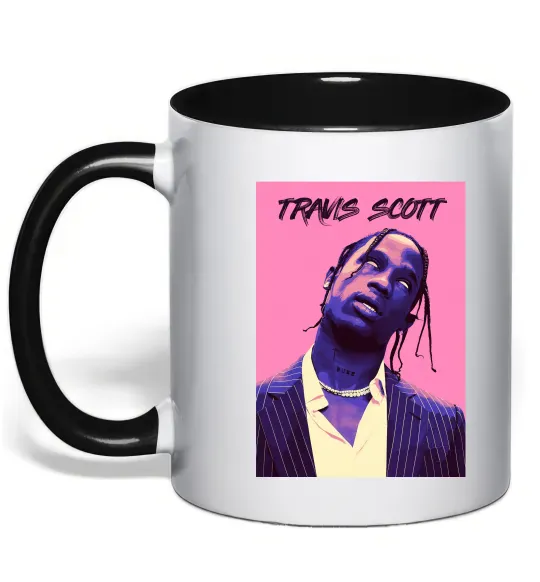 Чашка с цветной ручкой Travis Scott pink Черный фото