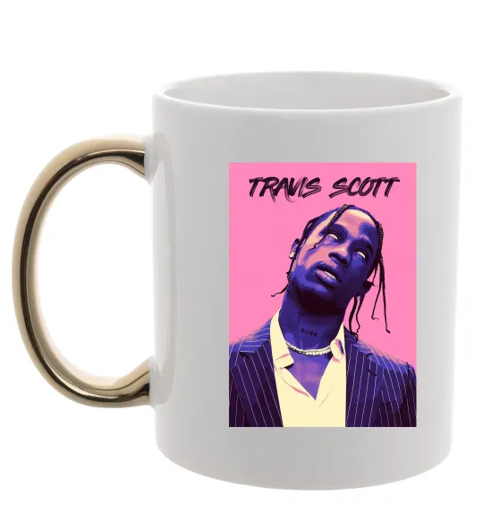 Чашка с цветной ручкой Travis Scott pink Золото фото