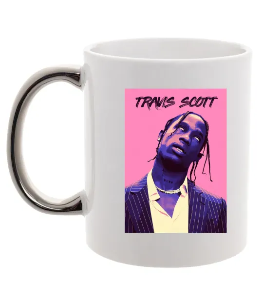 Чашка с цветной ручкой Travis Scott pink Серебро фото