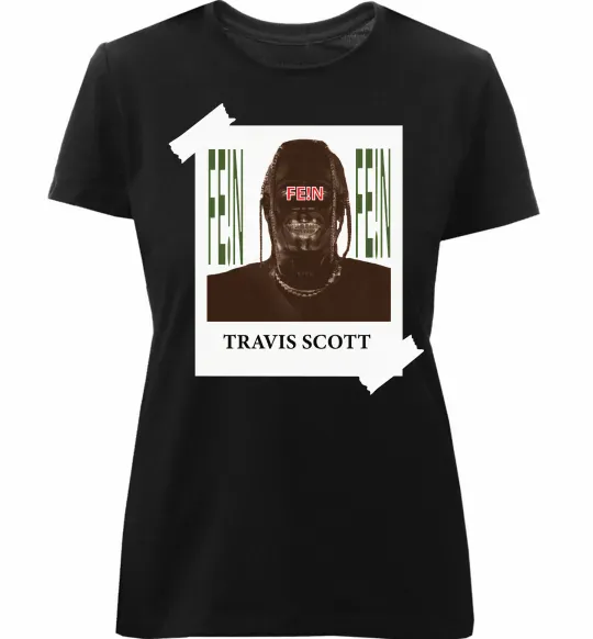 Жіноча преміум футболка Travis Scott Photo Чорний фото