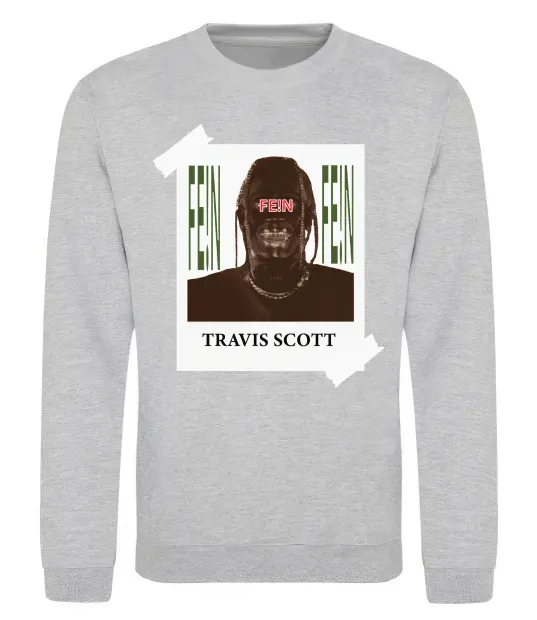 Свитшот Travis Scott Photo Серый меланж фото