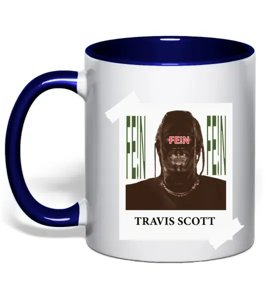 Чашка с цветной ручкой Travis Scott Photo Глубокий темно-синий фото