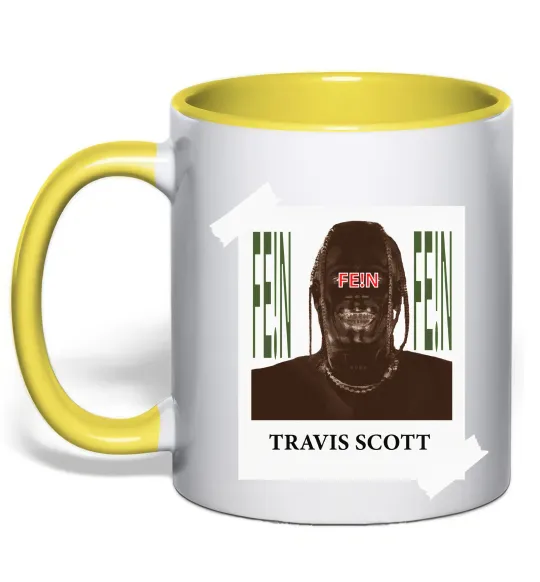 Чашка з кольоровою ручкою Travis Scott Photo Лимонний фото