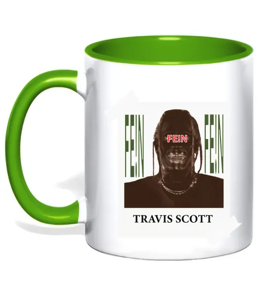 Чашка з кольоровою ручкою Travis Scott Photo Лаймовий фото