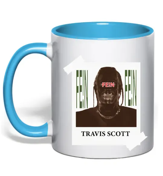 Чашка с цветной ручкой Travis Scott Photo Голубой фото