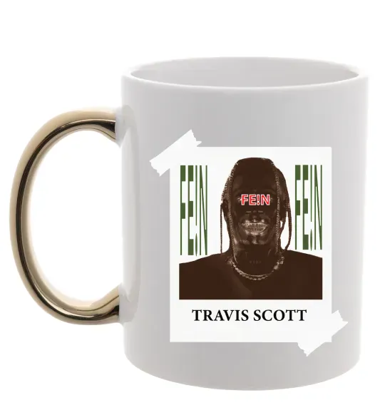 Чашка с цветной ручкой Travis Scott Photo Золото фото