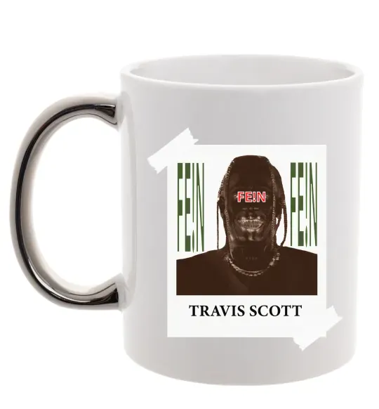 Чашка с цветной ручкой Travis Scott Photo Серебро фото