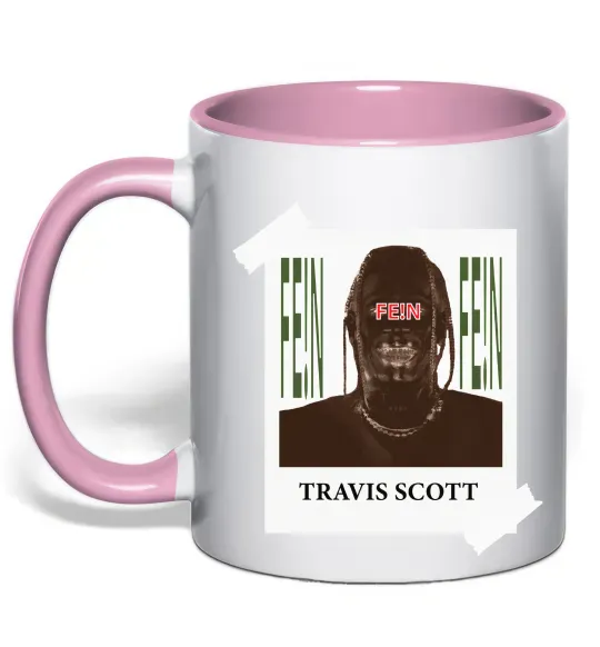 Чашка с цветной ручкой Travis Scott Photo Нежно розовый фото