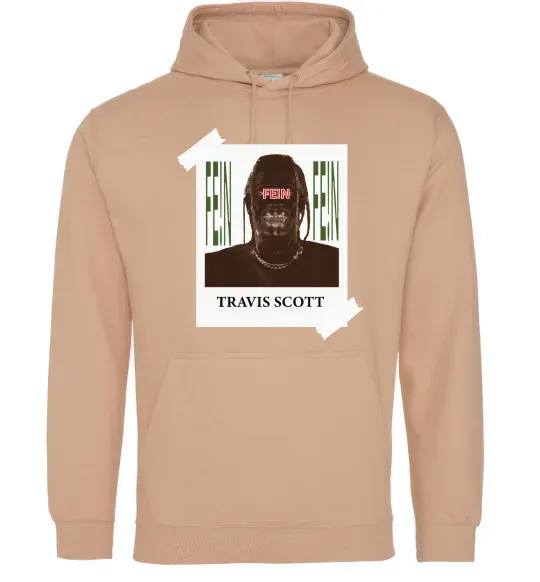 Женская толстовка (худи) Travis Scott Photo Песочный фото