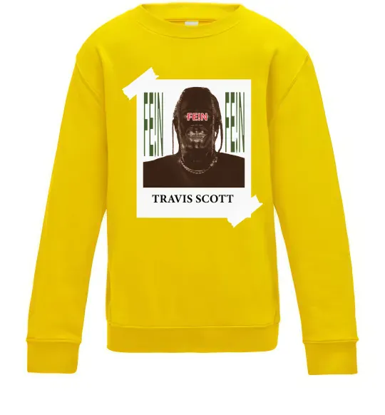 Детский Свитшот Travis Scott Photo Солнечно желтый фото