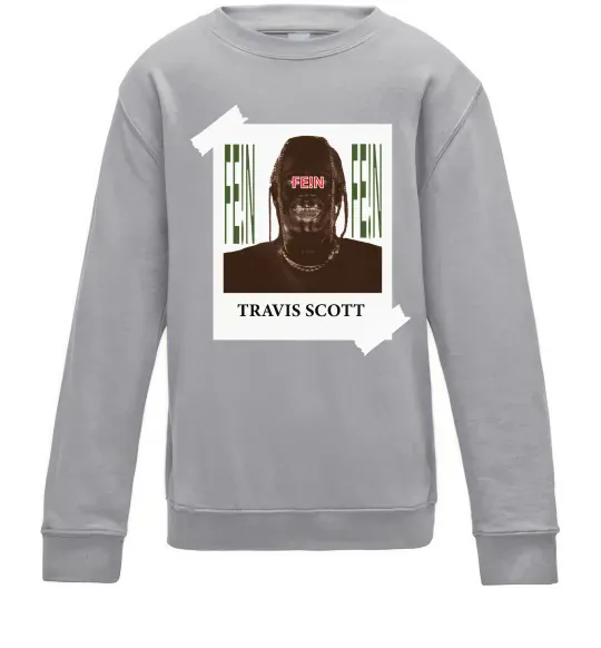 Детский Свитшот Travis Scott Photo Серый меланж фото