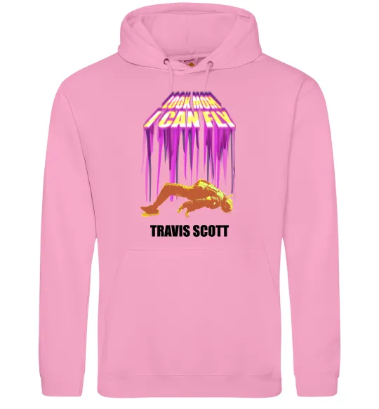 Чоловіча толстовка (худі) Travis Scott Look mom I can fly Рожевий фото
