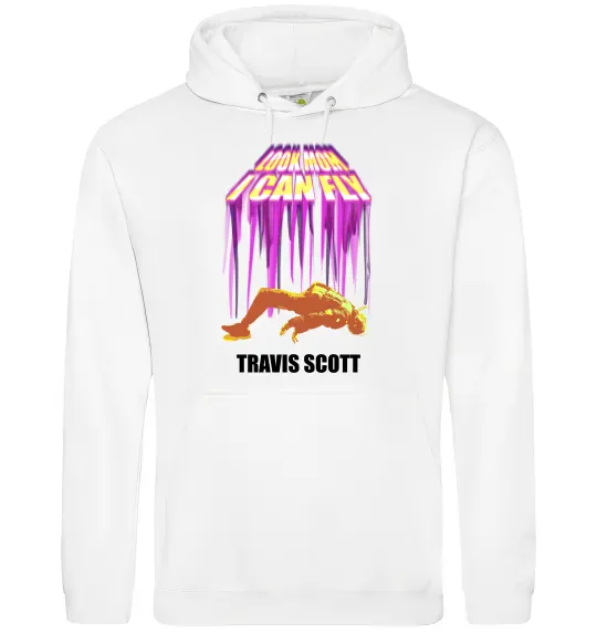 Мужская толстовка (худи) Travis Scott Look mom I can fly Белый фото