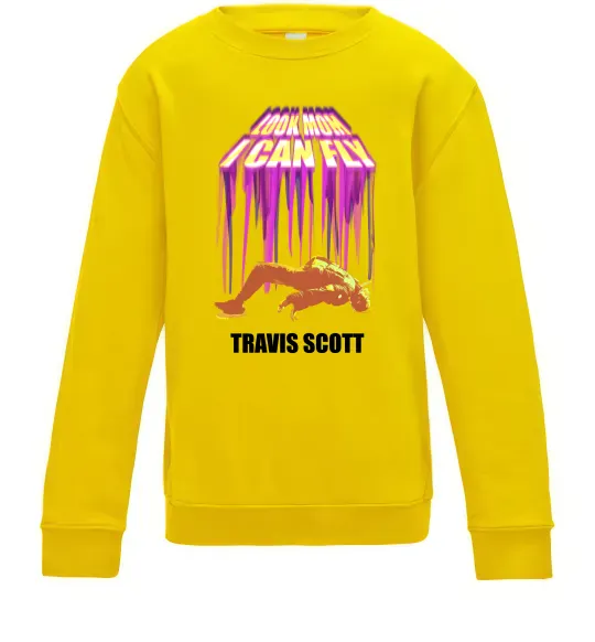 Детский Свитшот Travis Scott Look mom I can fly Солнечно желтый фото
