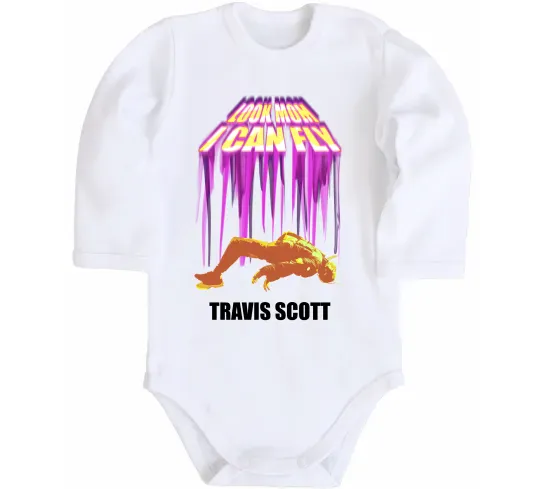 Детский боди Travis Scott Look mom I can fly Белый фото