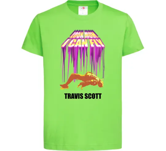 Дитяча футболка Travis Scott Look mom I can fly Лаймовий фото