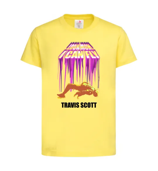 Дитяча футболка Travis Scott Look mom I can fly Лимонний фото