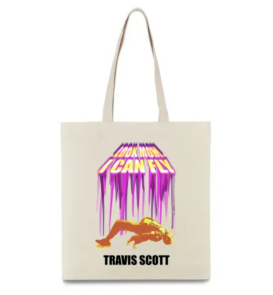 Еко-сумка Travis Scott Look mom I can fly Бежевий фото