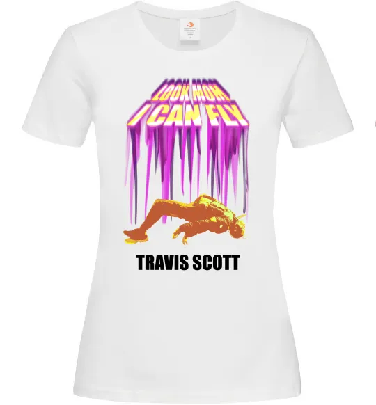 Женская футболка Travis Scott Look mom I can fly Белый фото