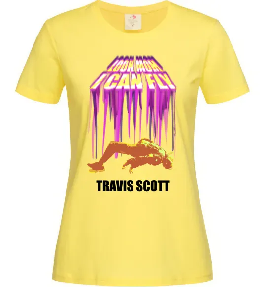Женская футболка Travis Scott Look mom I can fly Лимонный фото