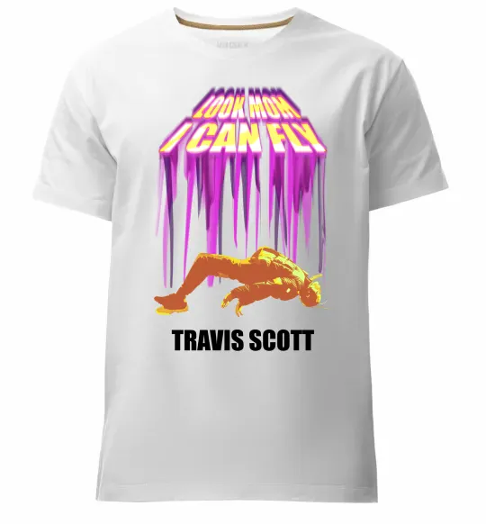 Чоловіча преміум футболка Travis Scott Look mom I can fly Білий фото