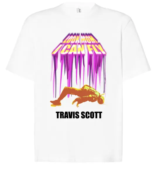 Футболка Оверсайз Travis Scott Look mom I can fly Белый фото