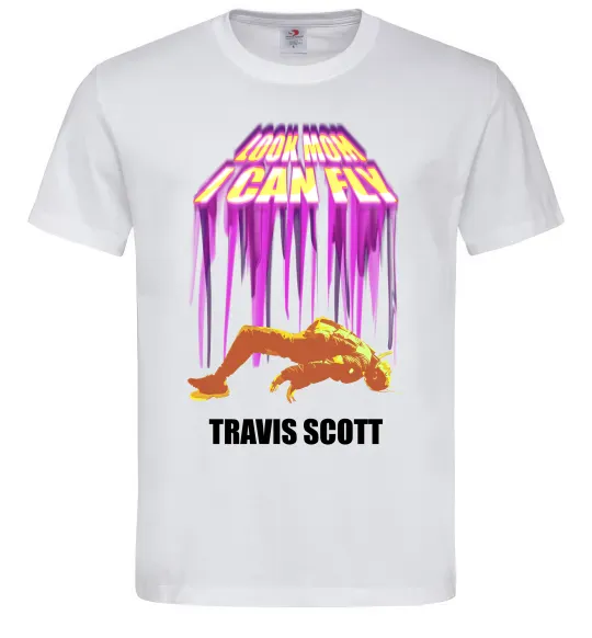Мужская футболка Travis Scott Look mom I can fly Белый фото