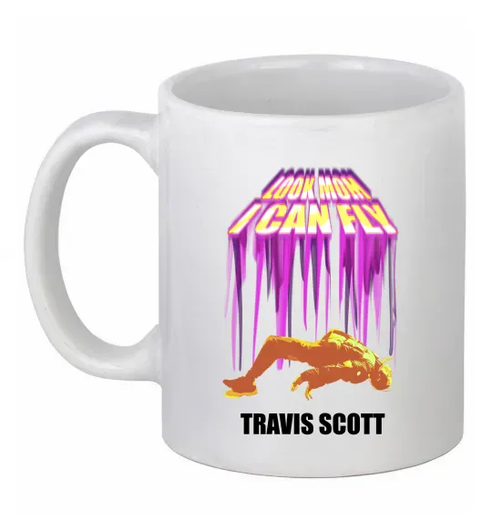 Чашка керамическая Travis Scott Look mom I can fly Белый фото