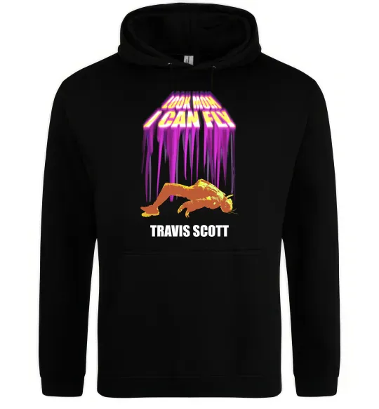 Мужская толстовка (худи) Travis Scott Look mom I can fly Черный фото