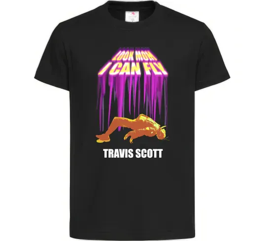 Дитяча футболка Travis Scott Look mom I can fly Чорний фото