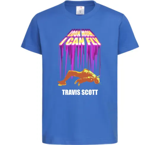 Дитяча футболка Travis Scott Look mom I can fly Яскраво-синій фото