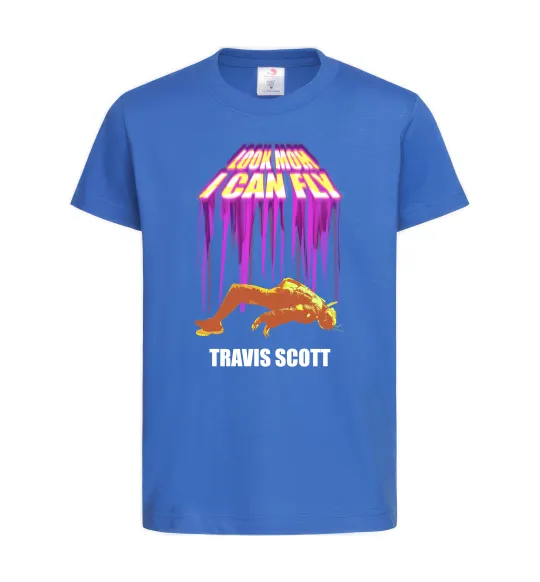 Дитяча футболка Travis Scott Look mom I can fly Яскраво-синій фото