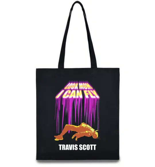 Еко-сумка Travis Scott Look mom I can fly Чорний фото