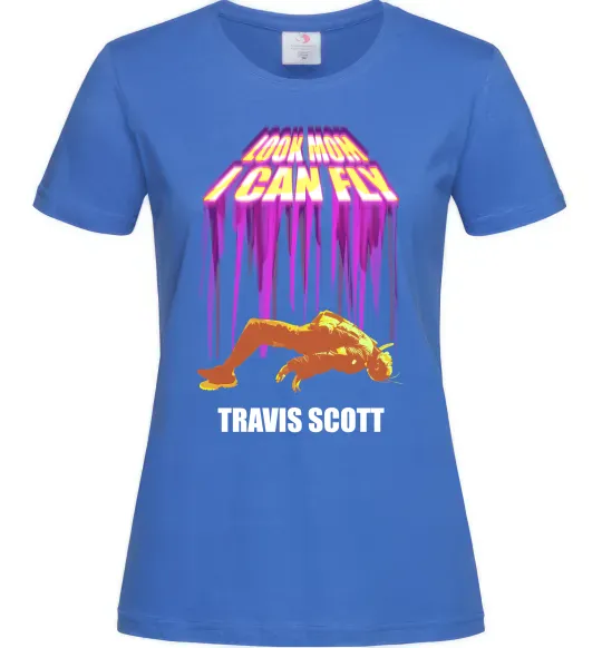 Женская футболка Travis Scott Look mom I can fly Ярко-синий фото