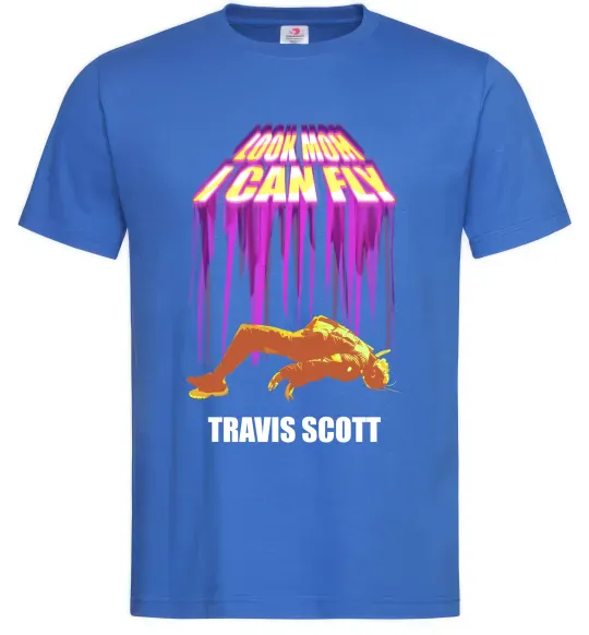 Мужская футболка Travis Scott Look mom I can fly Ярко-синий фото
