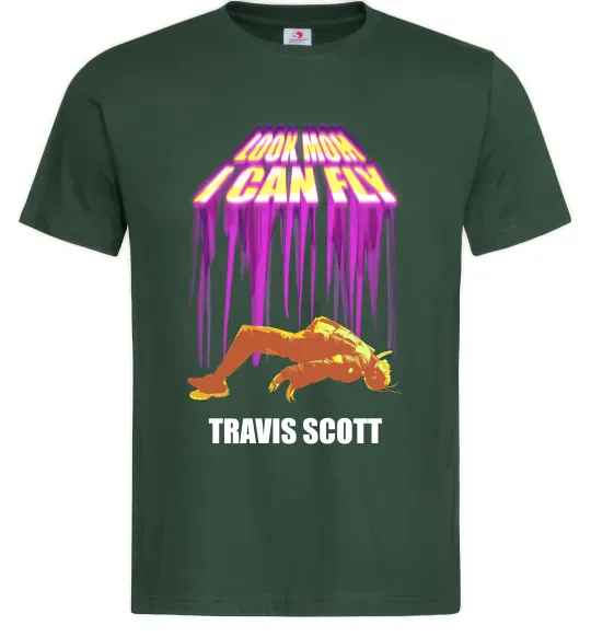 Мужская футболка Travis Scott Look mom I can fly Темно-зеленый фото