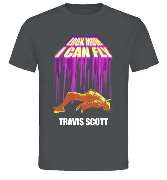 Мужская футболка Travis Scott Look mom I can fly Графит фото