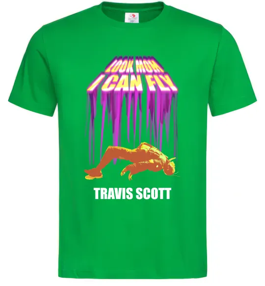 Мужская футболка Travis Scott Look mom I can fly Зеленый фото