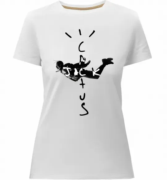 Женская премиум футболка Cactus Jack Travis Scott Белый фото